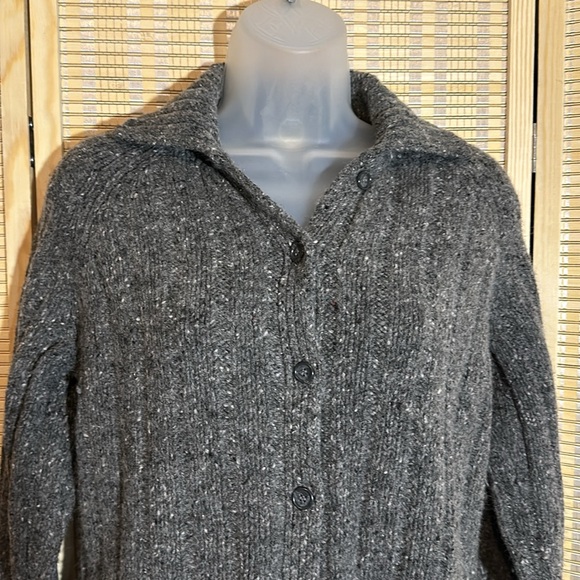 J. Crew Long Gray Cardigan Wool Knit Sweater Medium - Picture 6 of 16